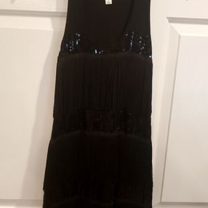 Black sequence with tassels dress size S